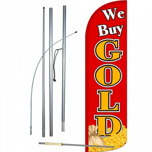 We Buy Gold Banner Sign Flag Display Kit Complete Tall Feather 3&prime; SWOOPER