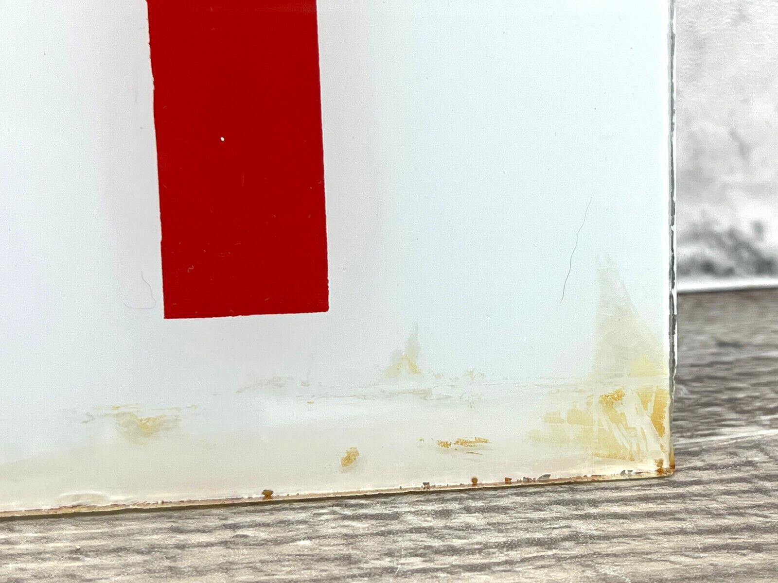 Vintage Frosted Glass Panel Exit Sign Replacement White & Red 9.75&Prime; x 7.25&Prime;