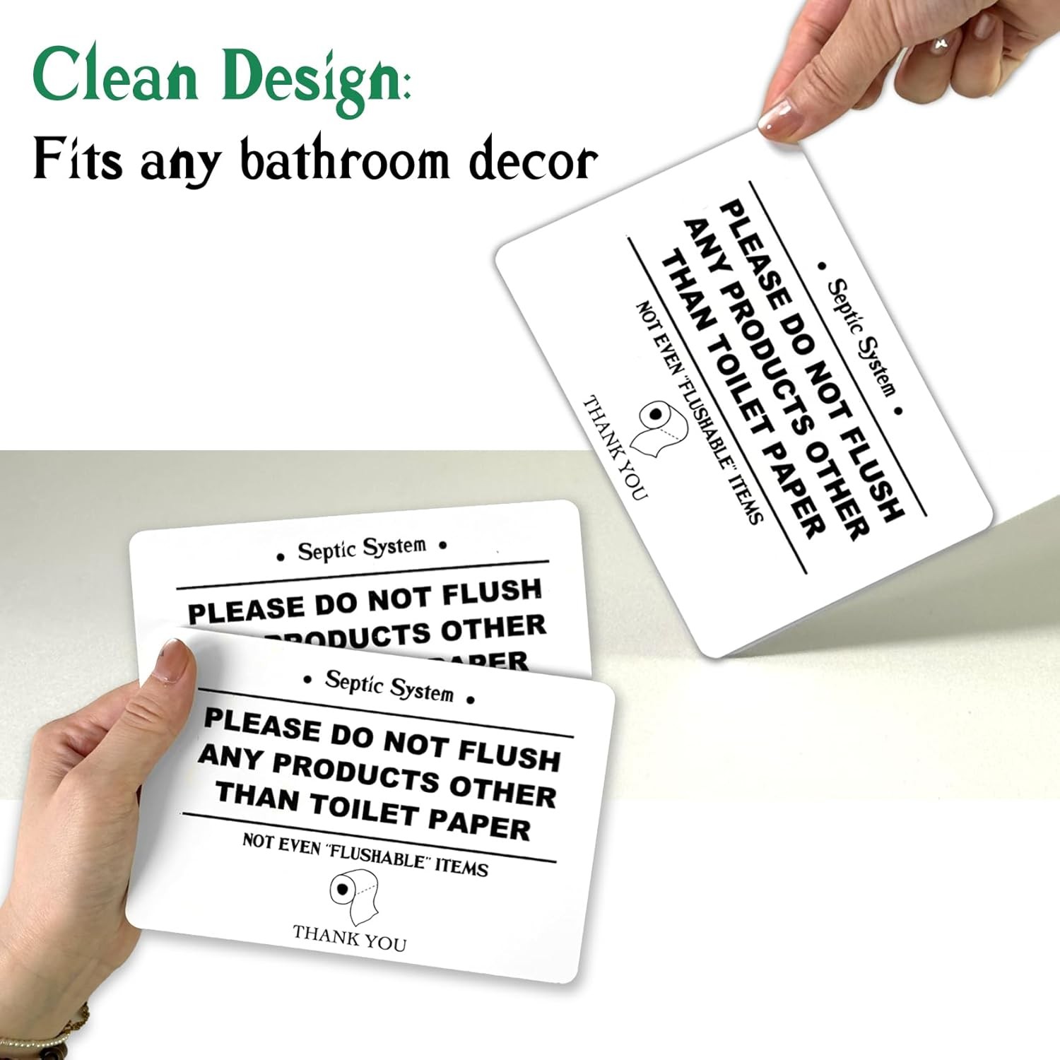 2 Pack Do Not Flush Sign for Bathroom, White Acrylic 4 x 6 Inch Do Not Flush Any