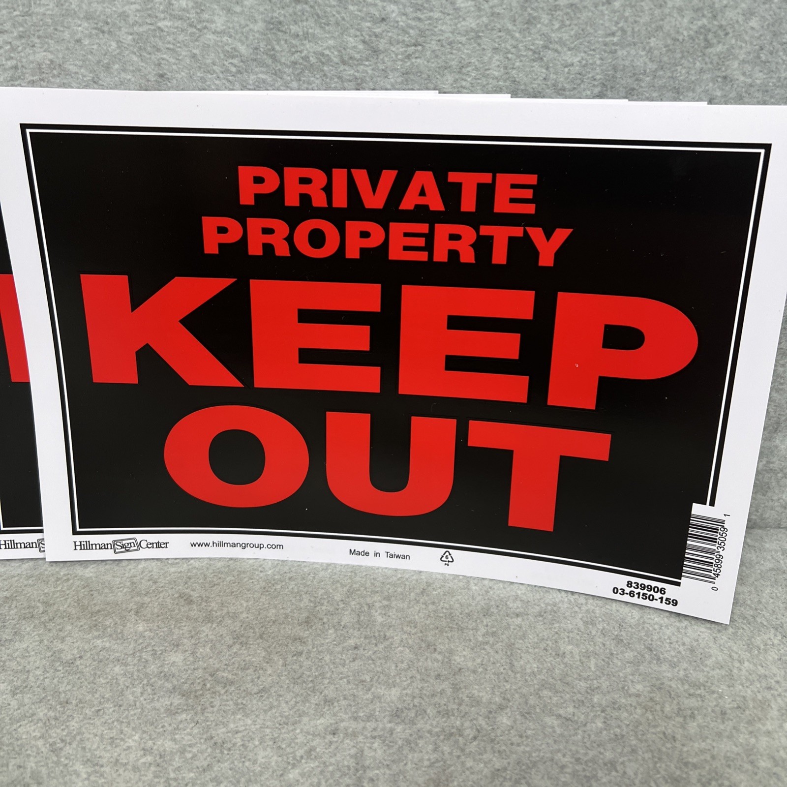 Lot of 5 PRIVATE PROPERTY KEEP OUT Signs Hillman 839906 8&Prime;x12&Prime; Red Plastic
