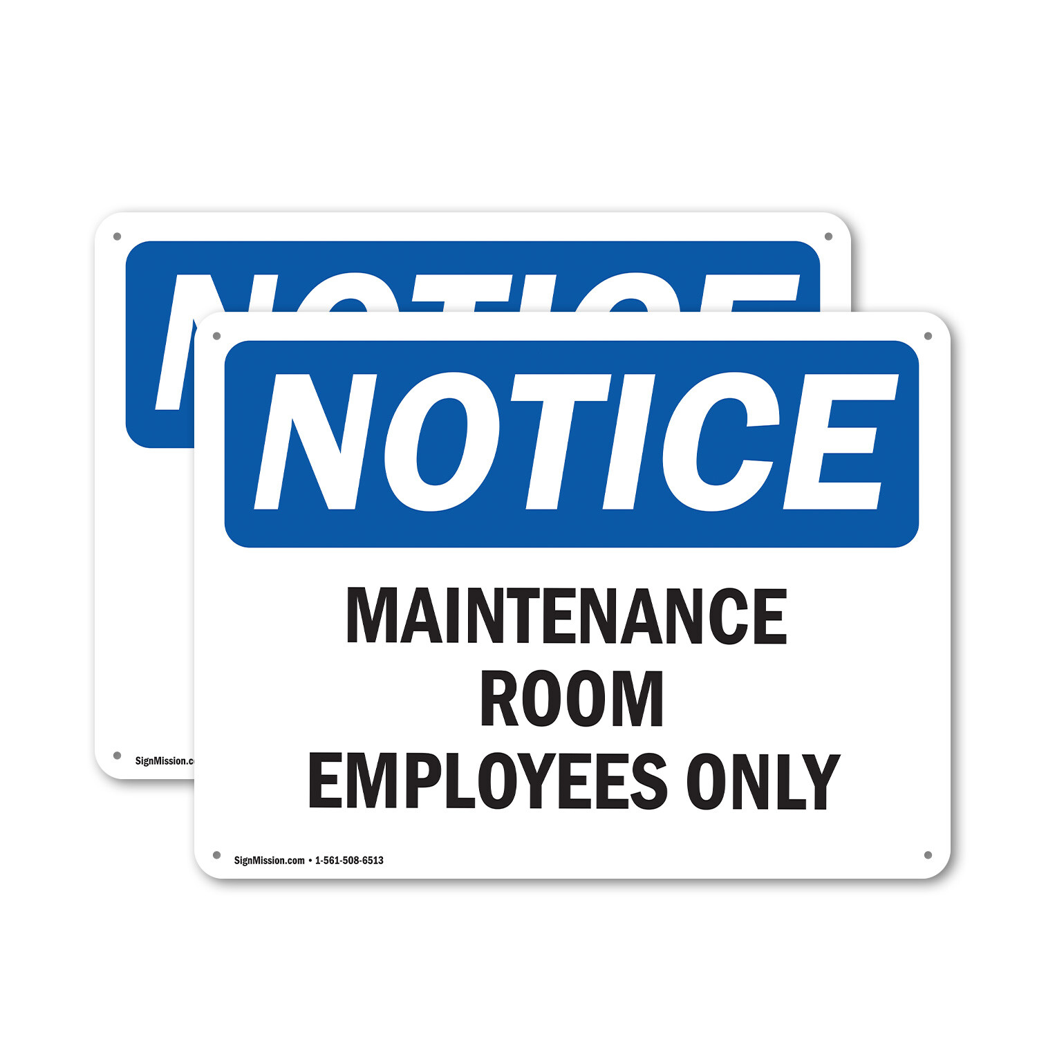 (2 Pack) Maintenance Room Employees Only OSHA Notice Sign Decal Metal Plastic