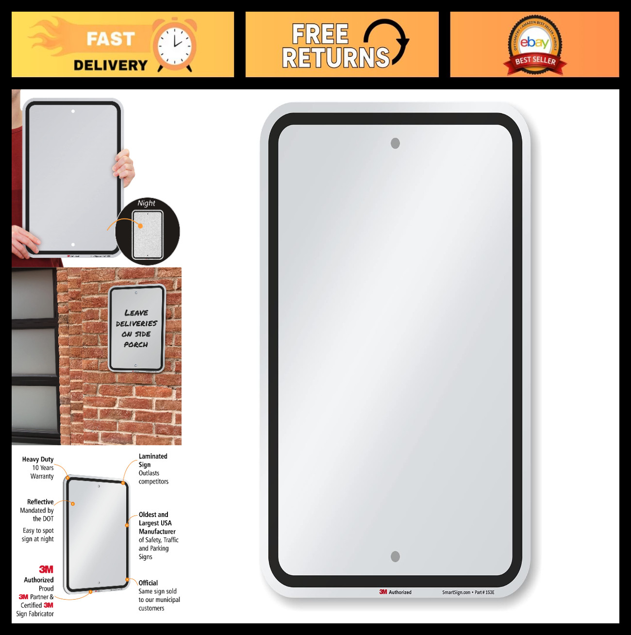 Blank Write-On Metal Sign 18×12&Prime; – Reflective Aluminum, Durable, USA Made