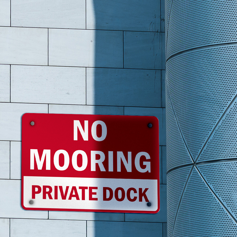 Aluminum Horizontal Metal Sign No Mooring Private Dock Activity Park Marina