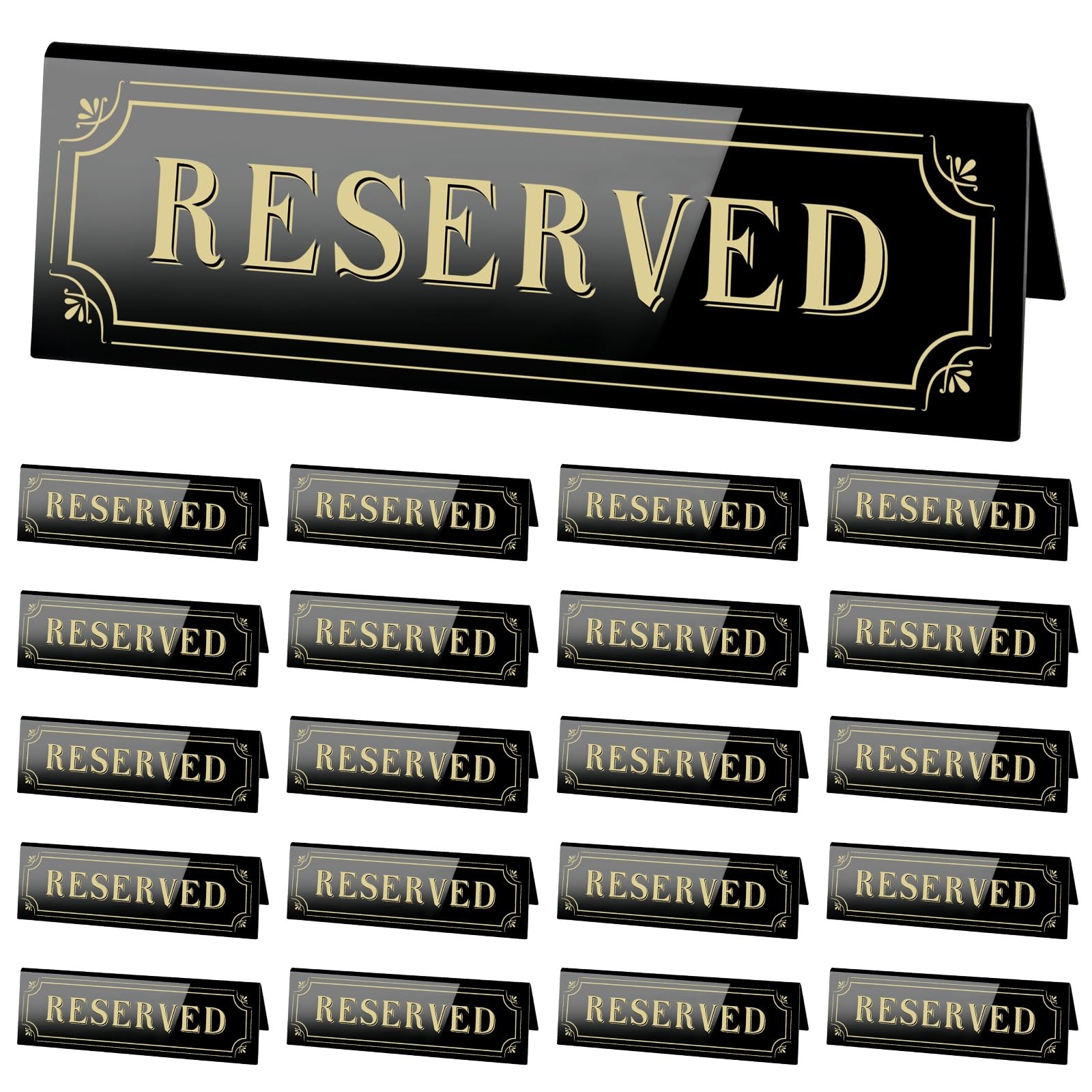 Black Acrylic Reserved Table Tent Signs Waterproof 6×1.8 Inch Event 20 PCS