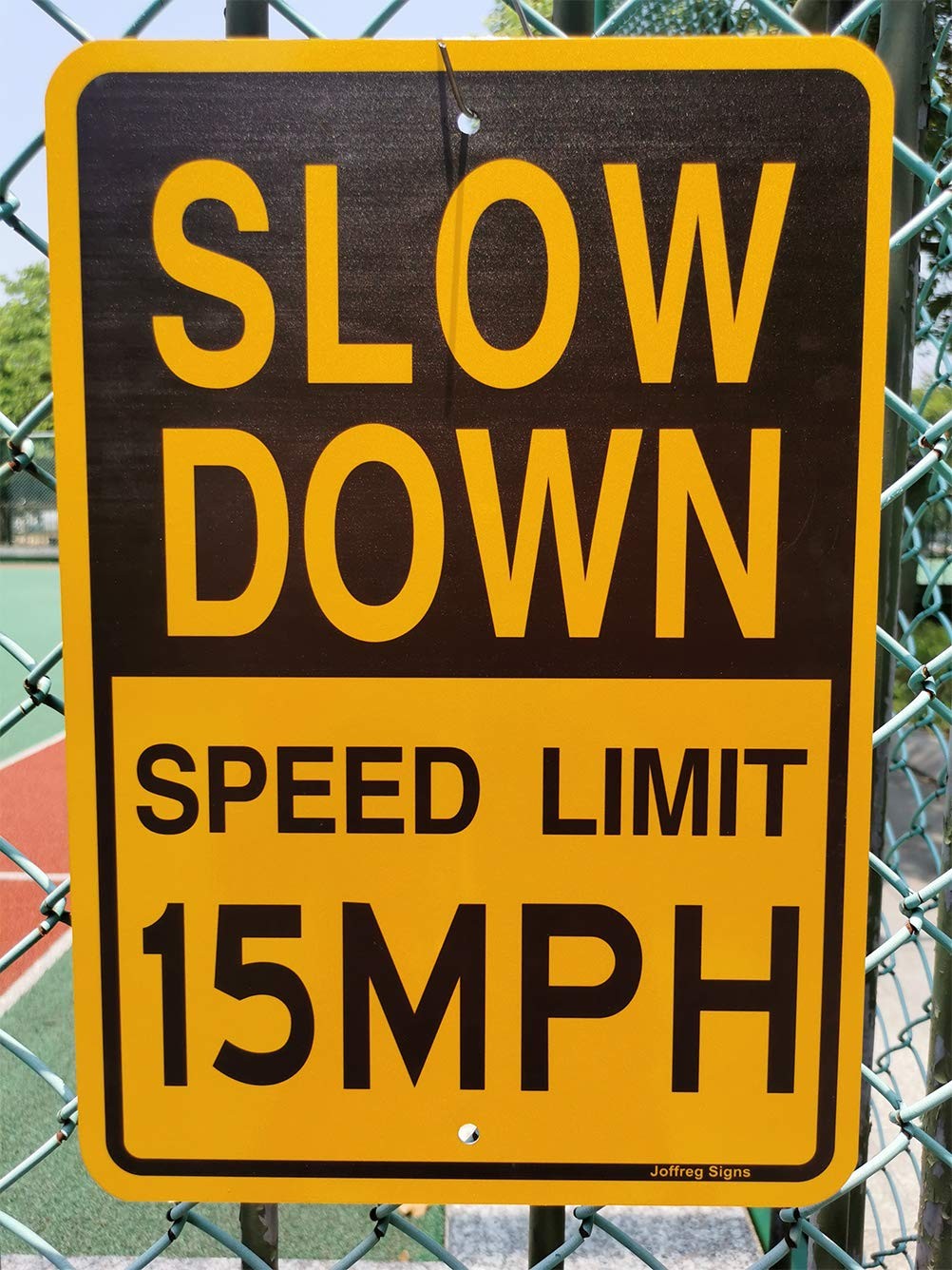 17×12 Inch Slow Down Speed Limit 15 MPH Sign Reflective Aluminum 2 PCS