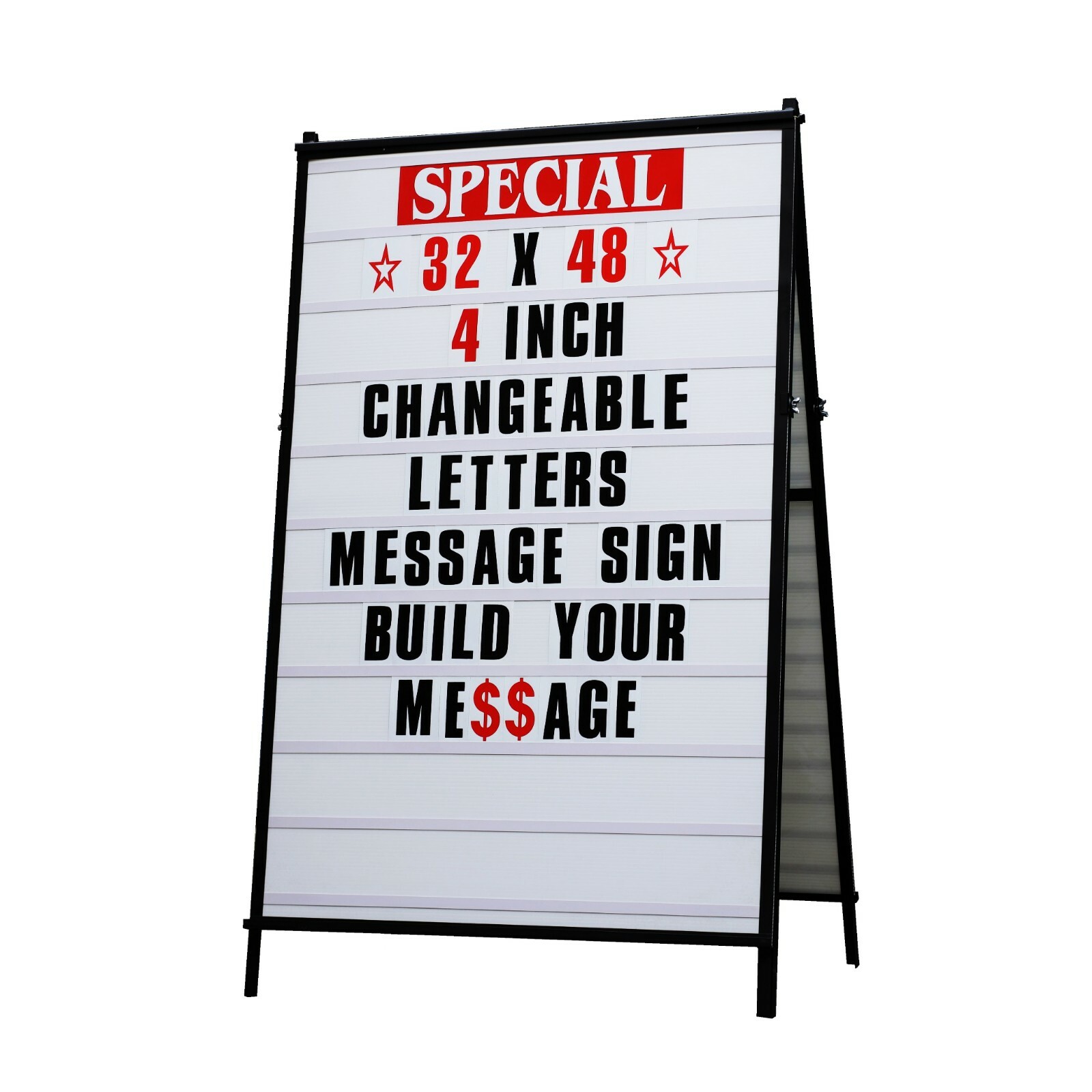 32&Prime;x 48&Prime; A Frame Changeable Letters Message Sidewalk Sign With 4&Prime; Letters set