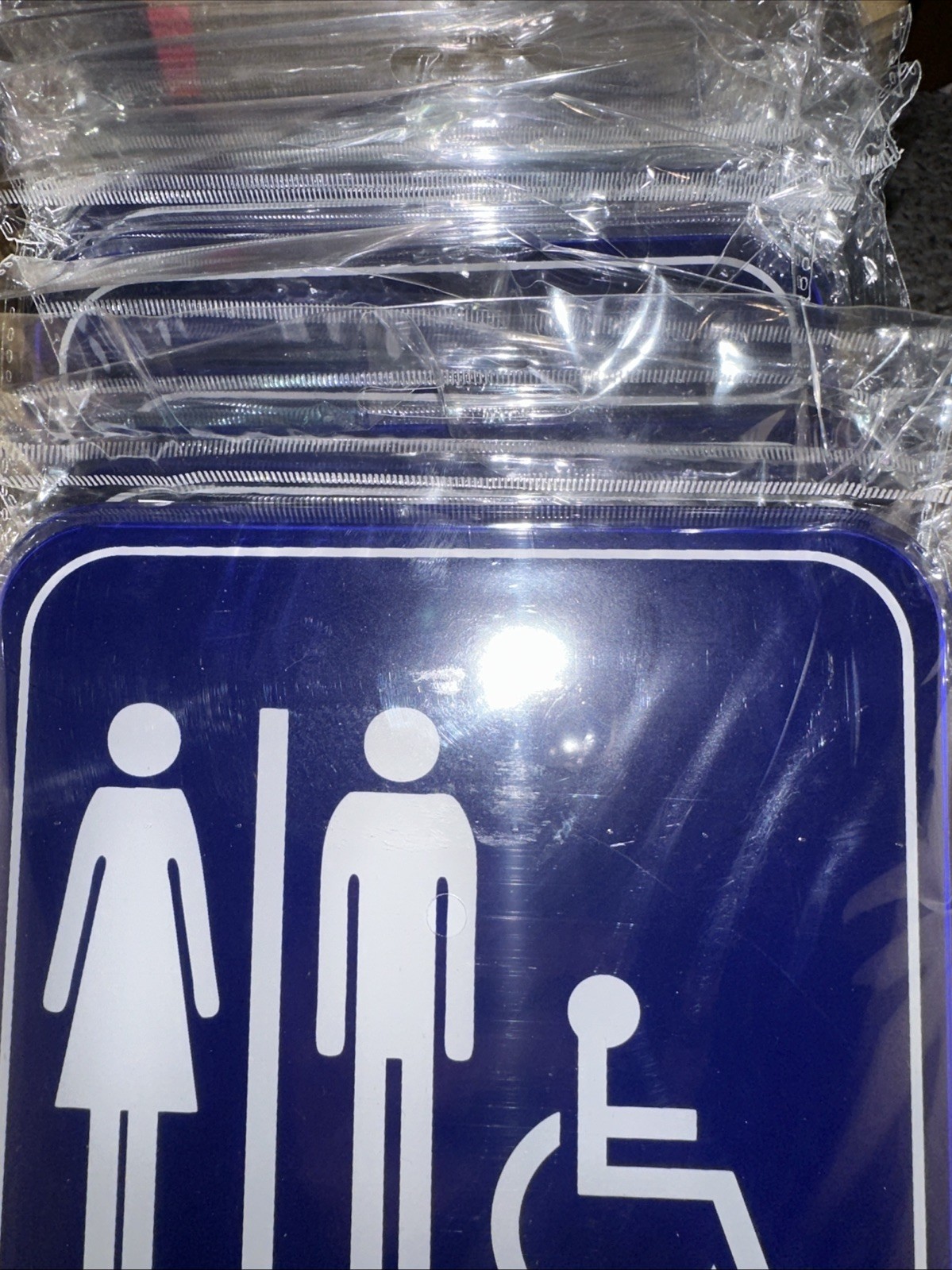 Lot Of 12 ADA Handicap Accessible Women & Men Restroom Sign, 9&Prime; x 6&Prime; Blue