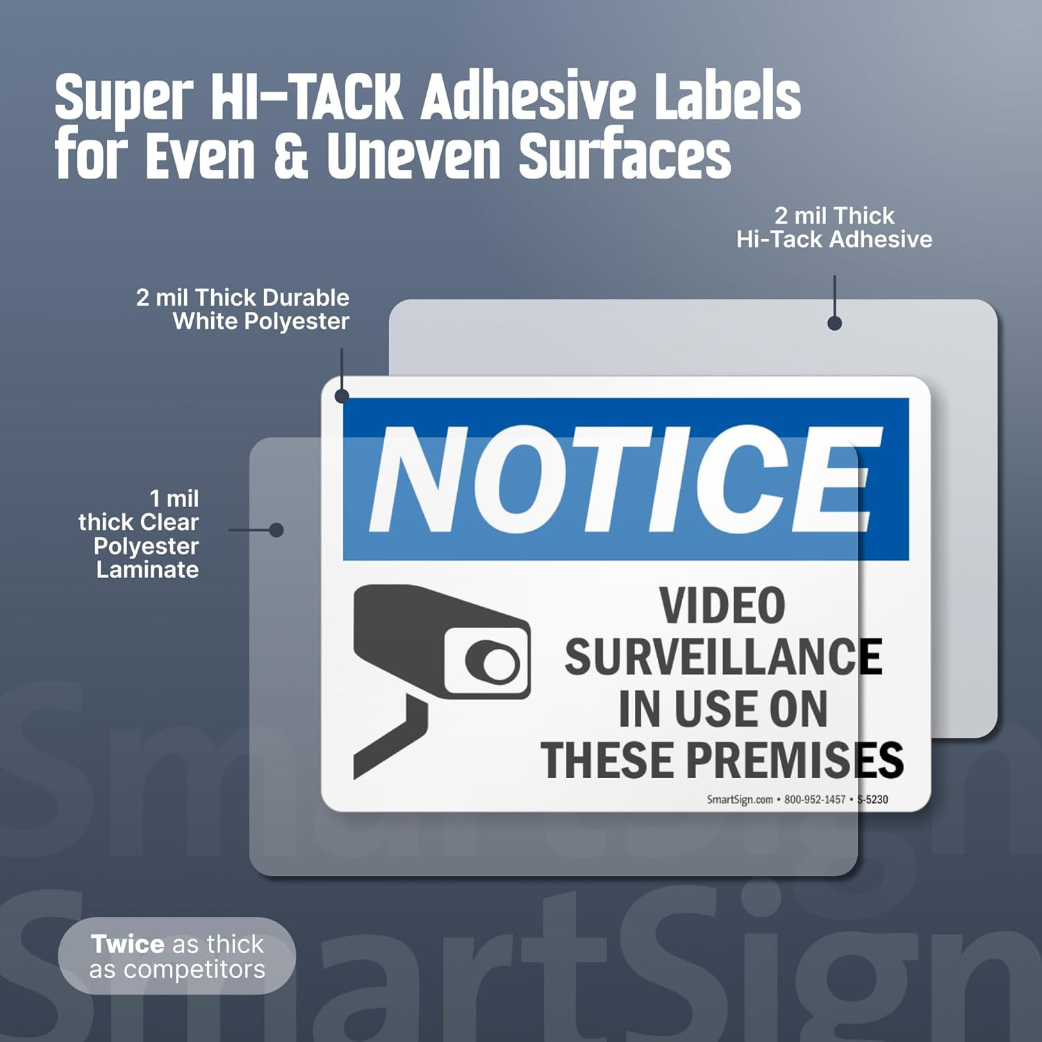 (Pack of 4) 5 X7 Inch “Notice – Video Surveillance in Use on These Premises” Lab