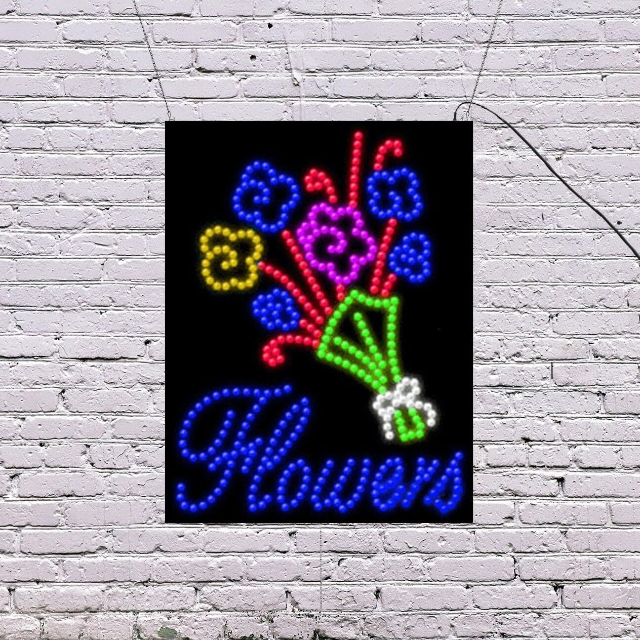 LED Flowers Sign | Light Up Sign | 26&Prime;H x 20&Prime;W x 2&Prime;D