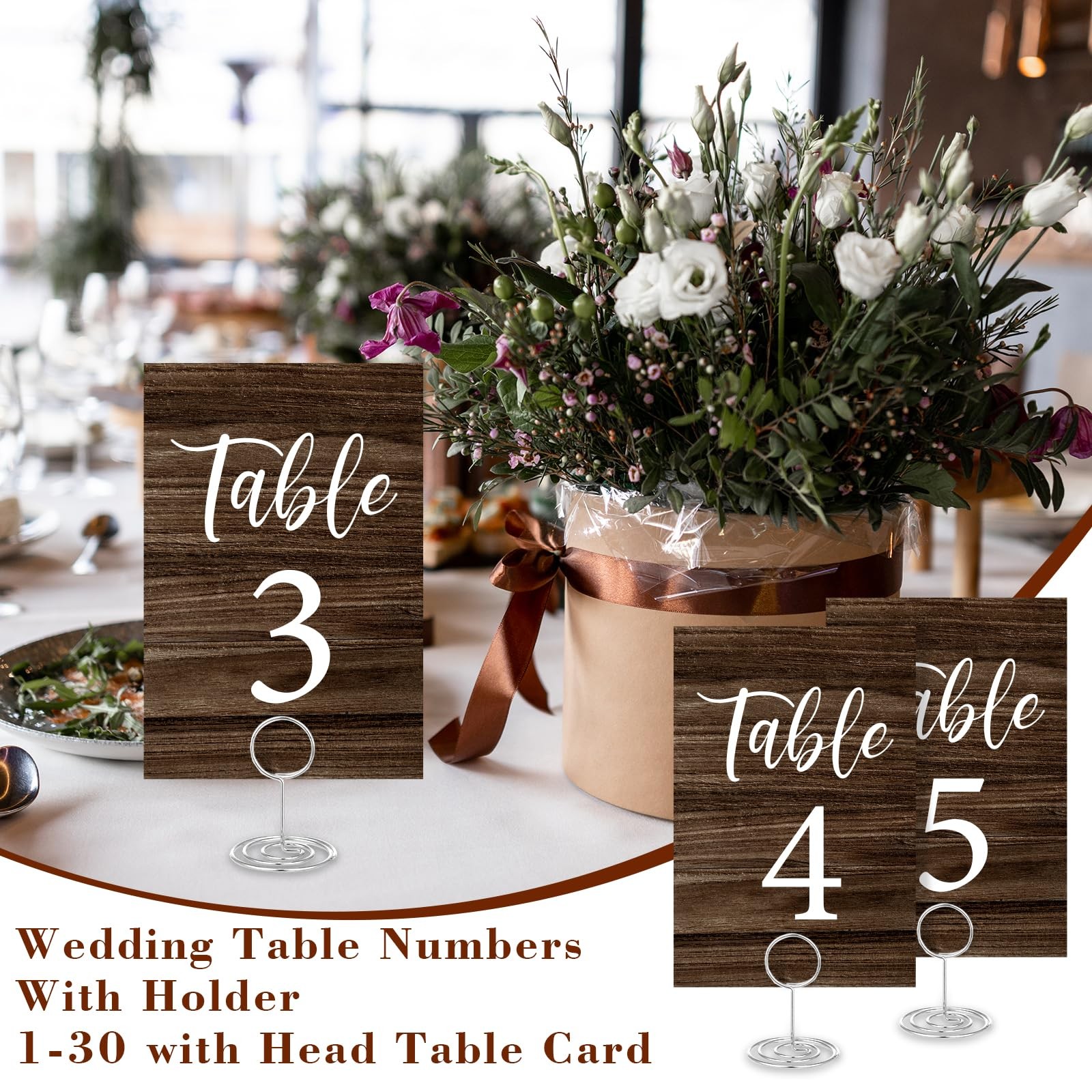 Rustic Wedding Table Numbers 130 Cards Holders Signs Reception 4×6 Inch