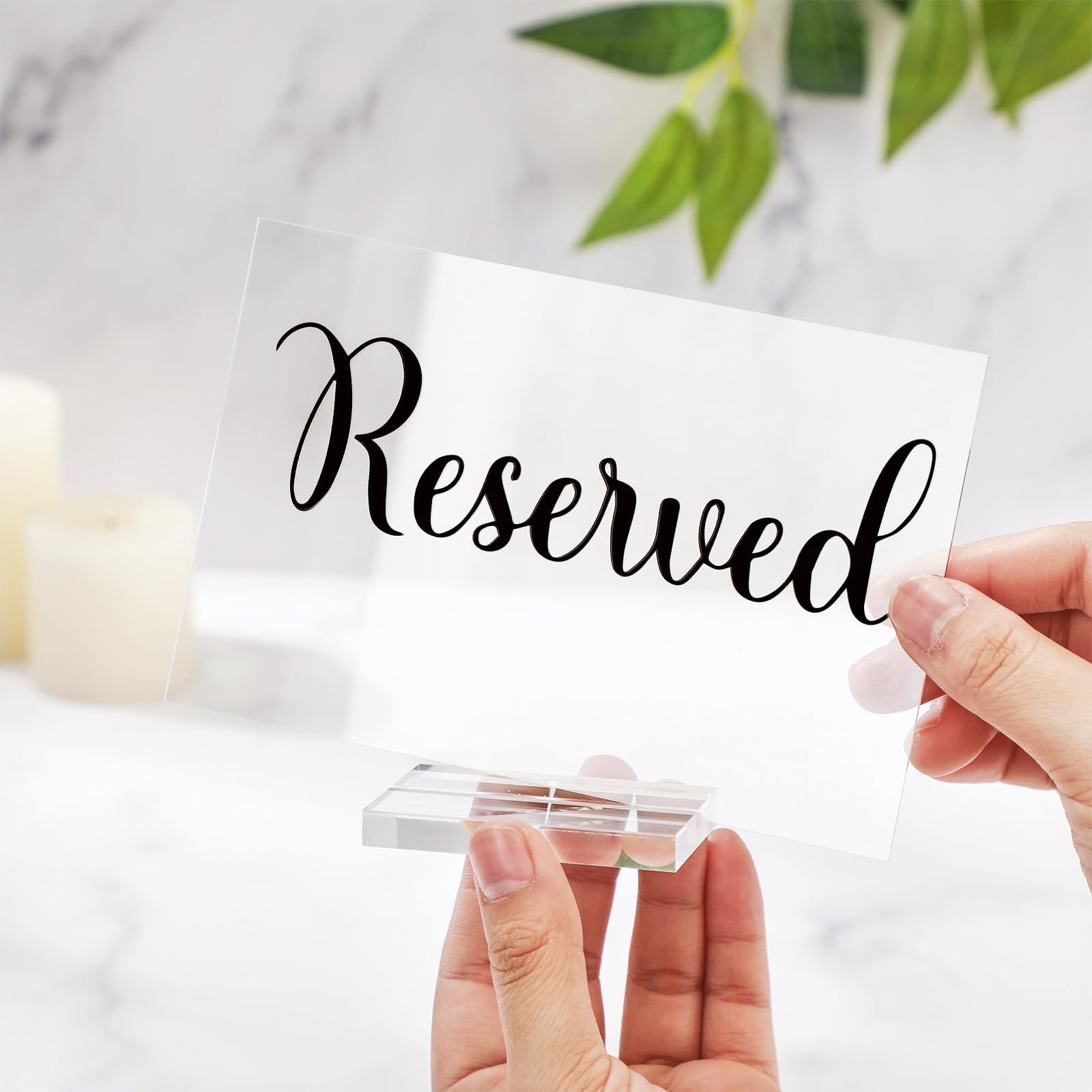 10 Set Clear Black Acrylic Reserved Table Sign With Holder Wedding Card