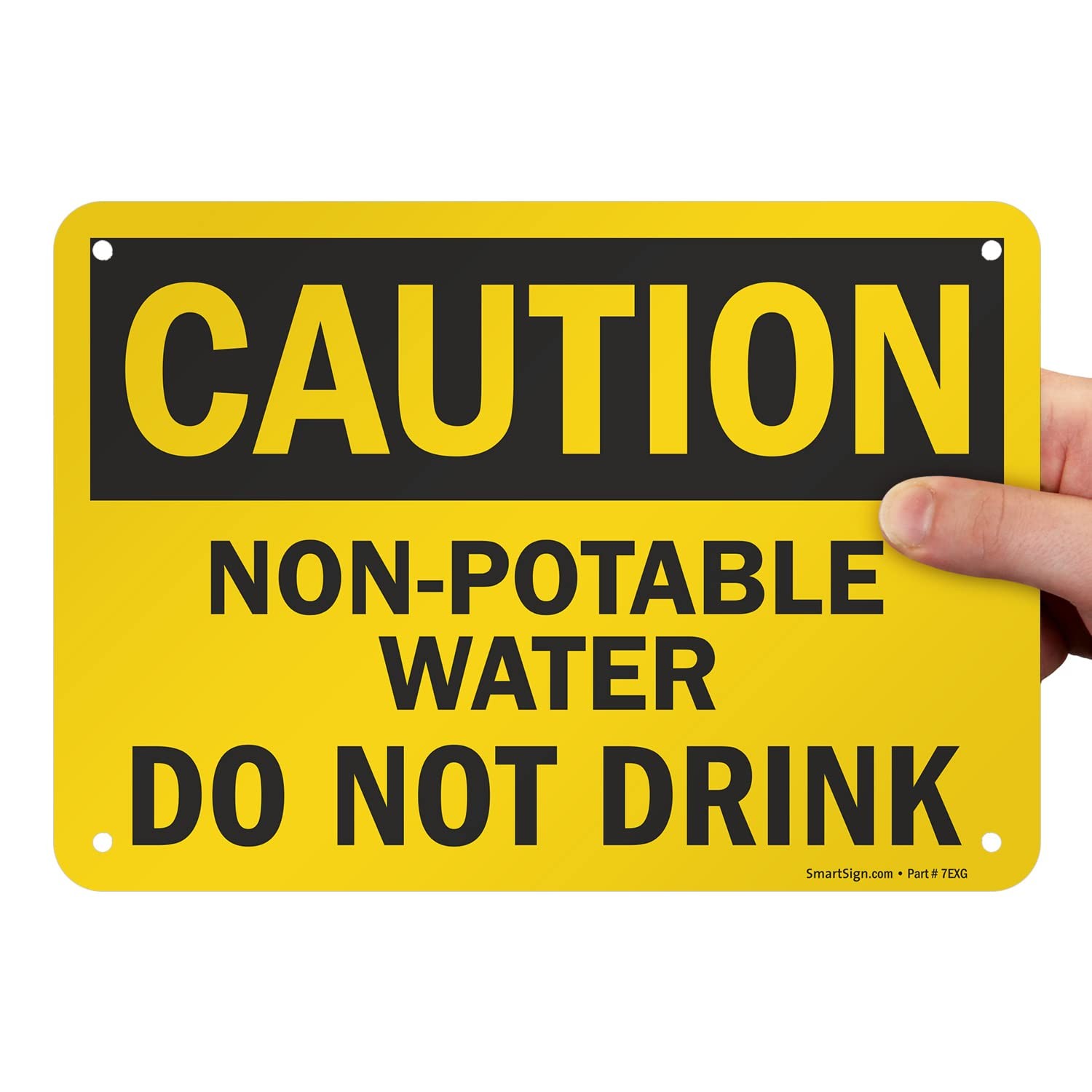 Caution NonPotable Water Sign S2835AL10 Aluminum Black On Yellow 7×10 Inch