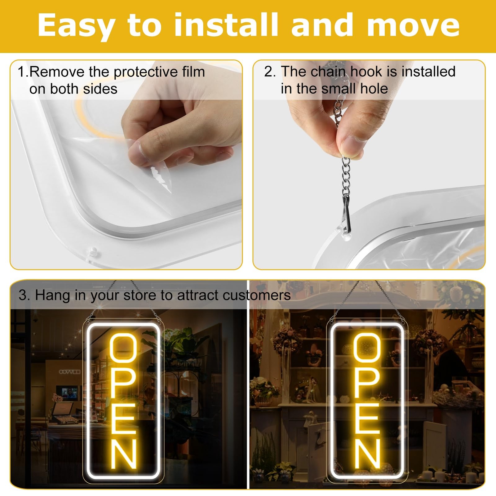 22.8&Prime;x11.8&Prime; Large LED Open Sign for Business Bar Retail Shop Light Ultra Bright