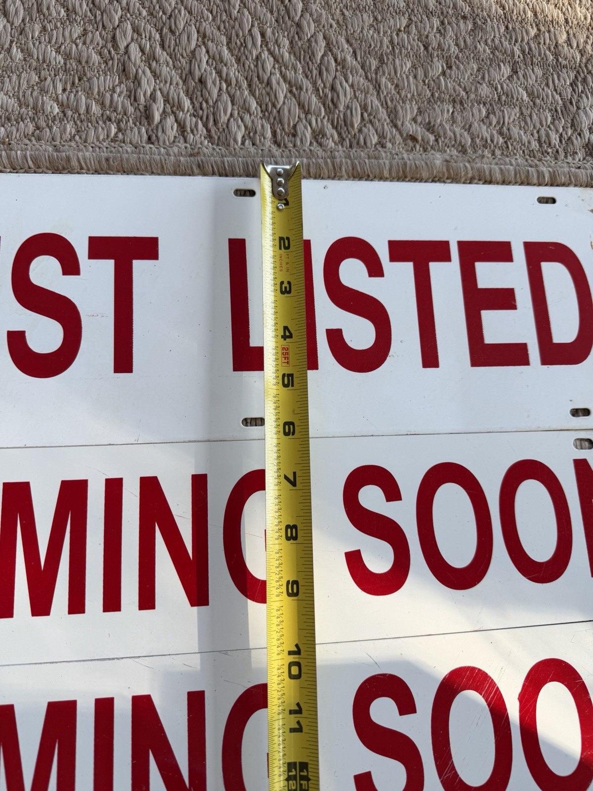 (6)Double Sided Real Estate Signs Metal 18” X 6”/18”X4” Just Listed/Coming Soon
