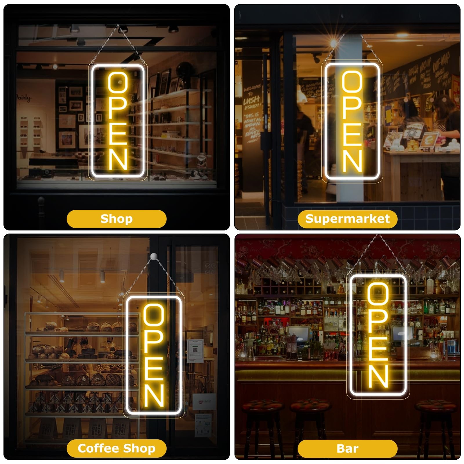 22.8&Prime;x11.8&Prime; Large LED Open Sign for Business Bar Retail Shop Light Ultra Bright
