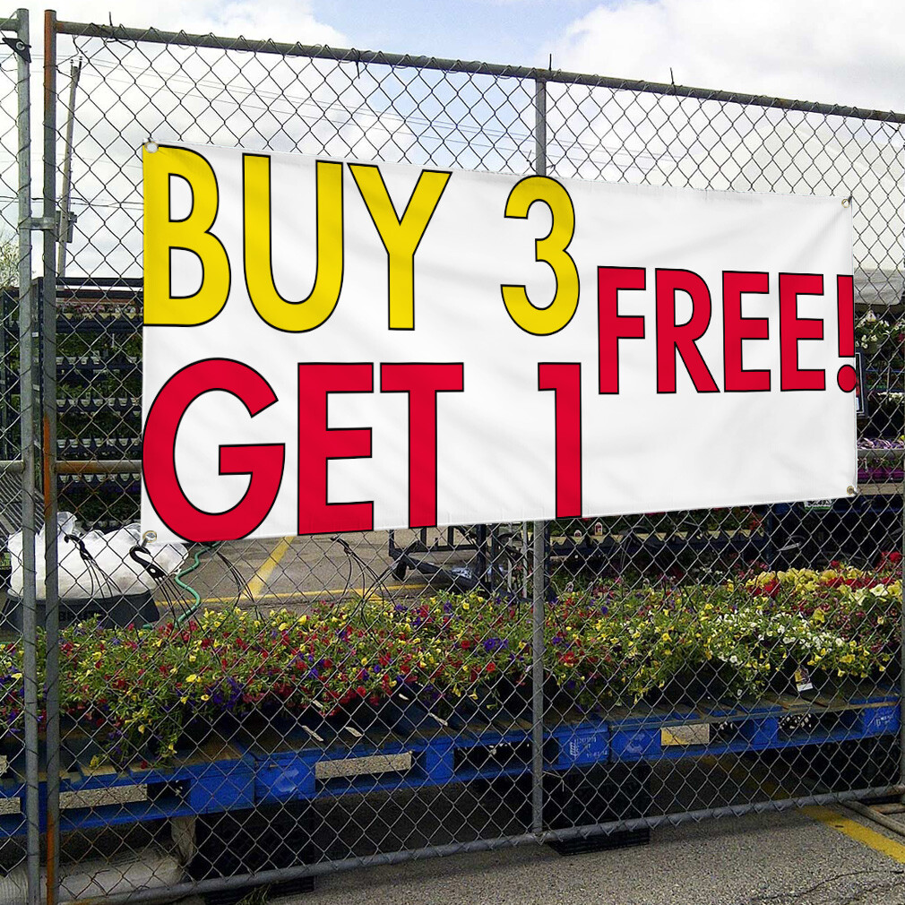 Vinyl Banner Multiple Sizes Buy 3 Free! Get 1 Advertising Printing Business