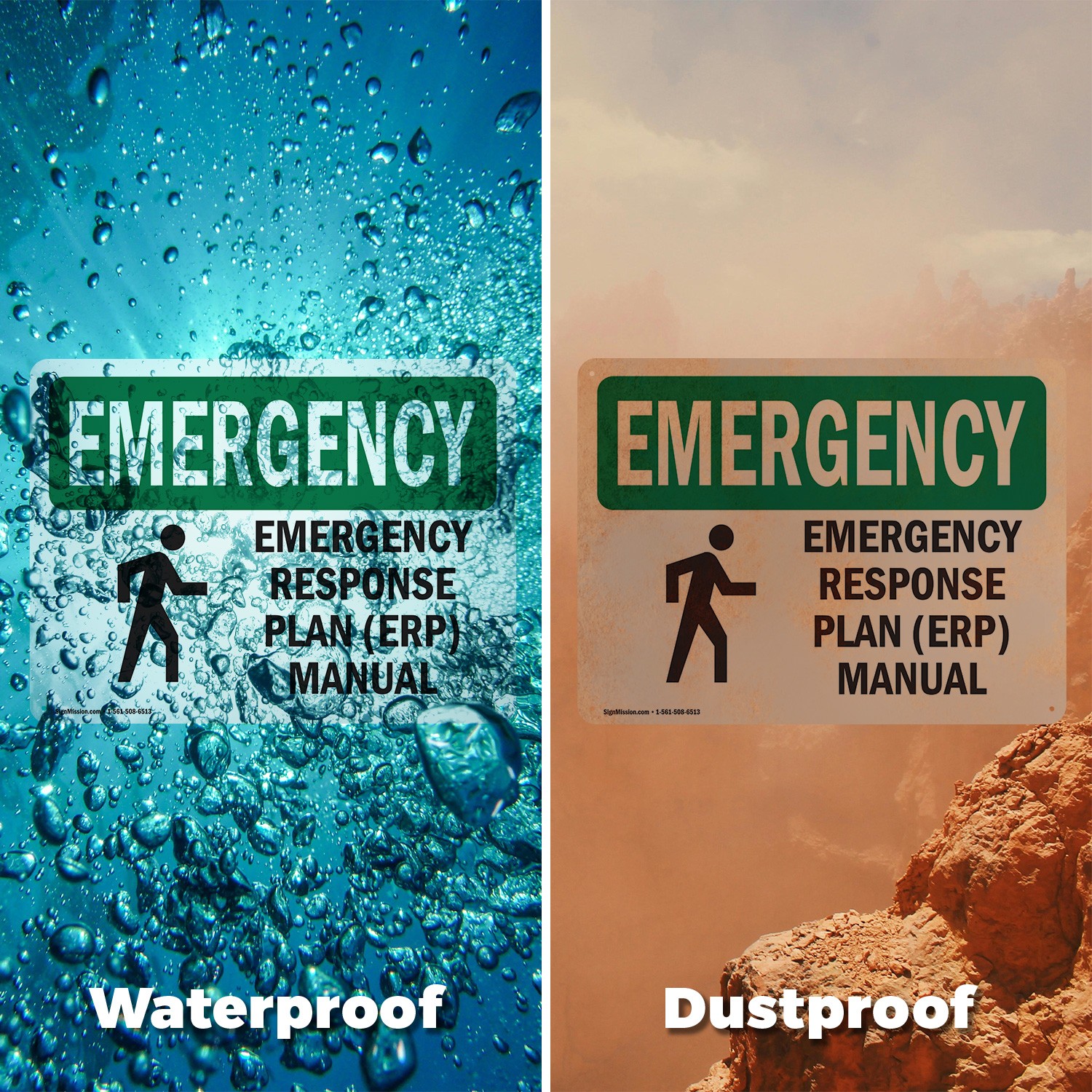 (2 Pack) Response Plan (ERP) Manual With Symbol OSHA Emergency Sign Decal Metal