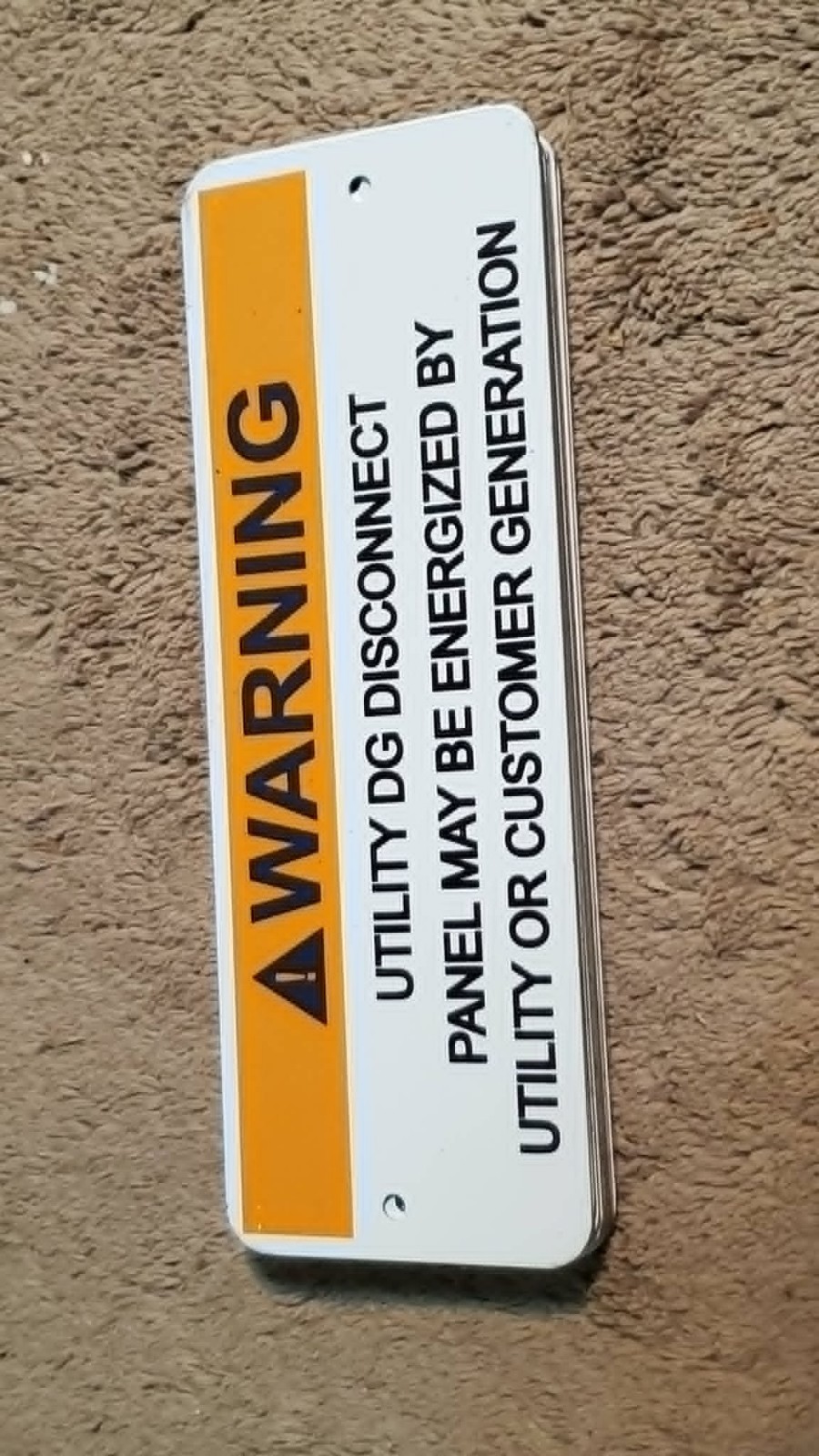 Warning Utility DG Disconnect panel may be energized Metal sign 5.5&Prime; x 2&Prime; – 9pcs