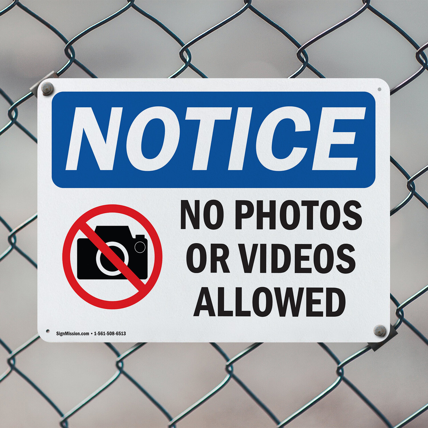 (2 Pack) No Photos Or Video Allowed OSHA Notice Sign Decal Metal Plastic