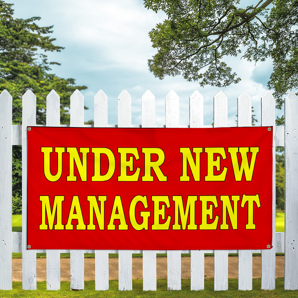 Vinyl Banner Multiple Sizes Under New Management Red Yellow Business Outdoor