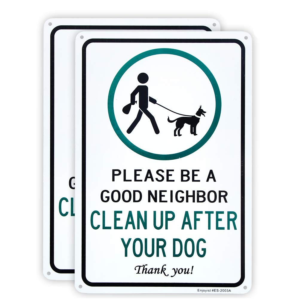 2 Pack Clean Up After Your Dog Sign, Clean Up After Your Pets, Be a Good Neig…