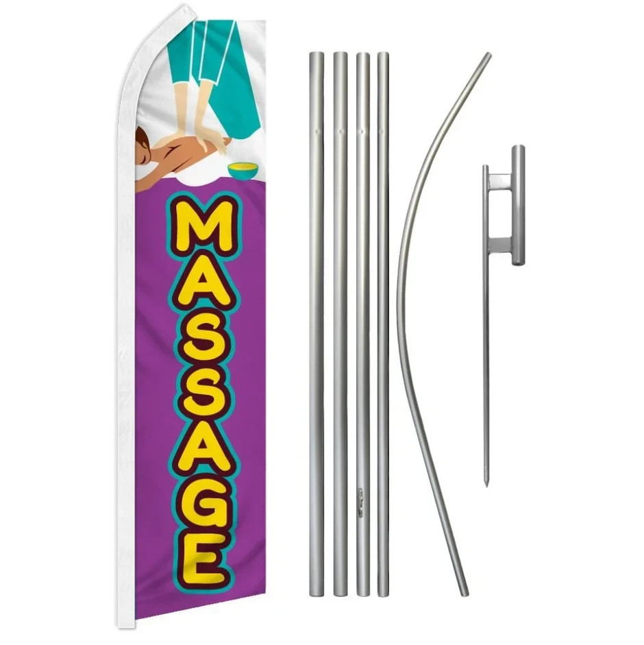 Massage Swooper Flutter Feather Advertising Beauty & Spa Flag & Pole Kit
