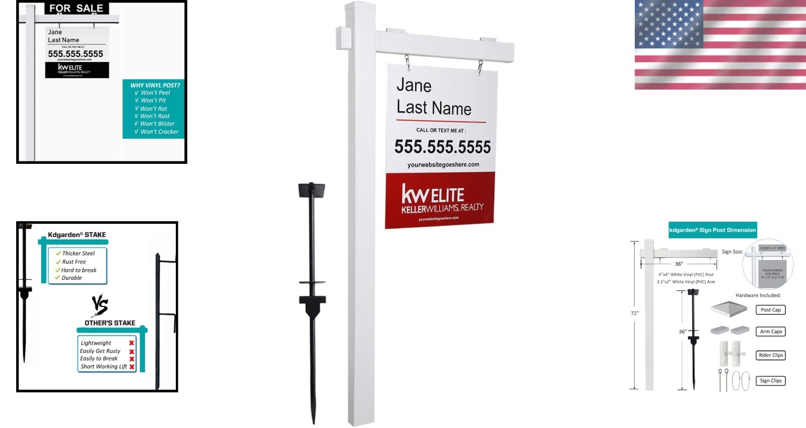 Vinyl PVC Real Estate Sign Post 6ft. Tall 4&Prime;x 4&Prime;x 72&Prime; Realtor Yard Sign Post …