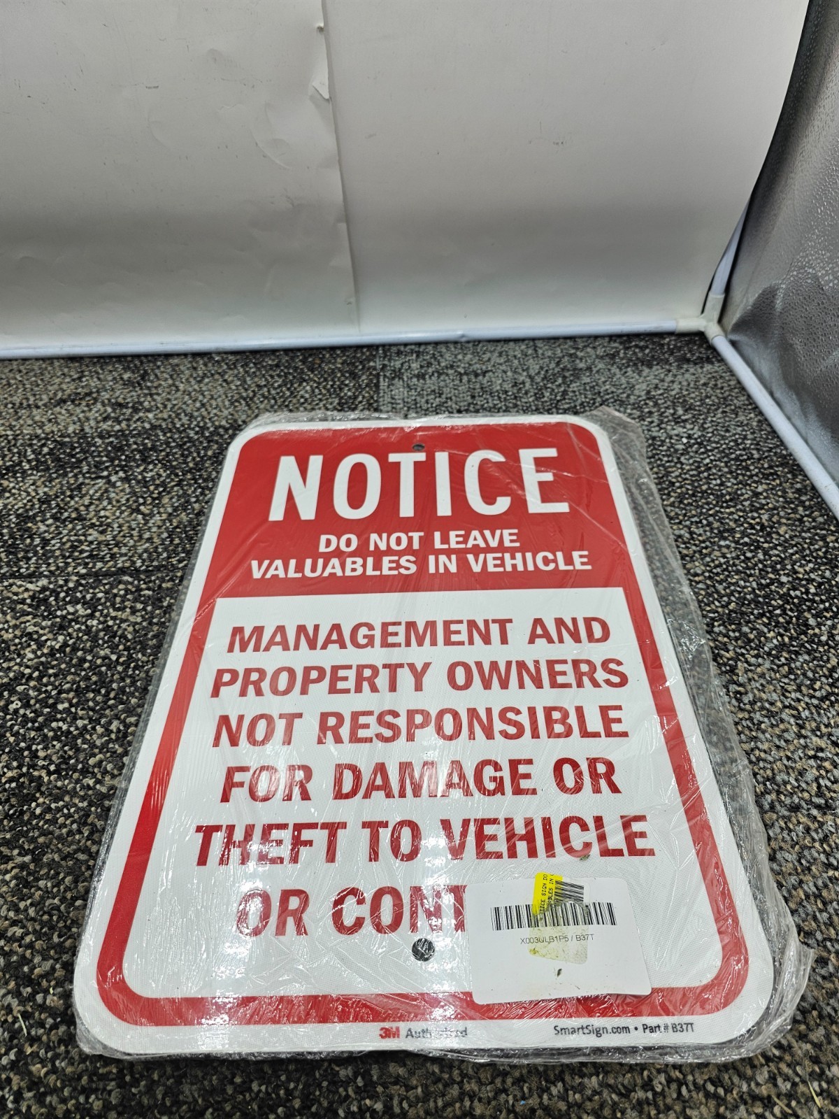 SmartSign 18 x 12 inch “Notice – Do Not Leave Valuables In Vehicle” B37T
