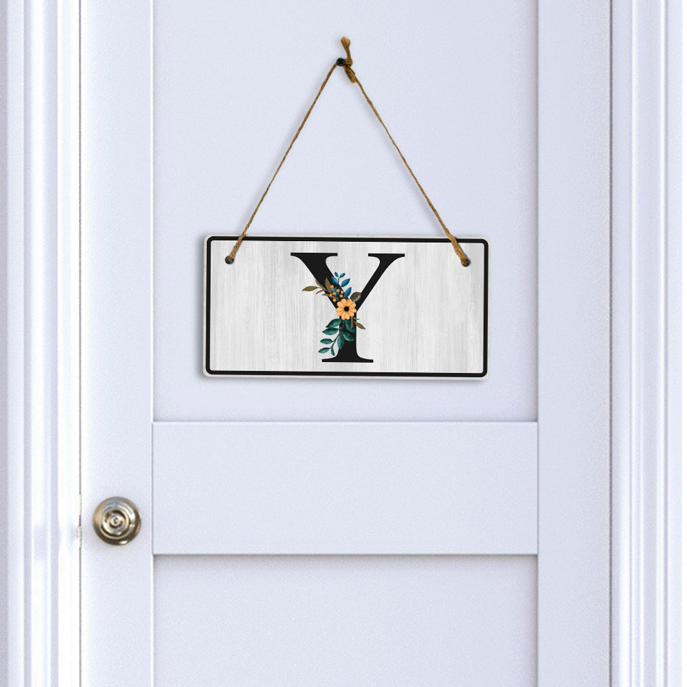 Y Flower Decor 5×10 Hanging Wall or Door Sign | Alphabet Letter Room Decoration