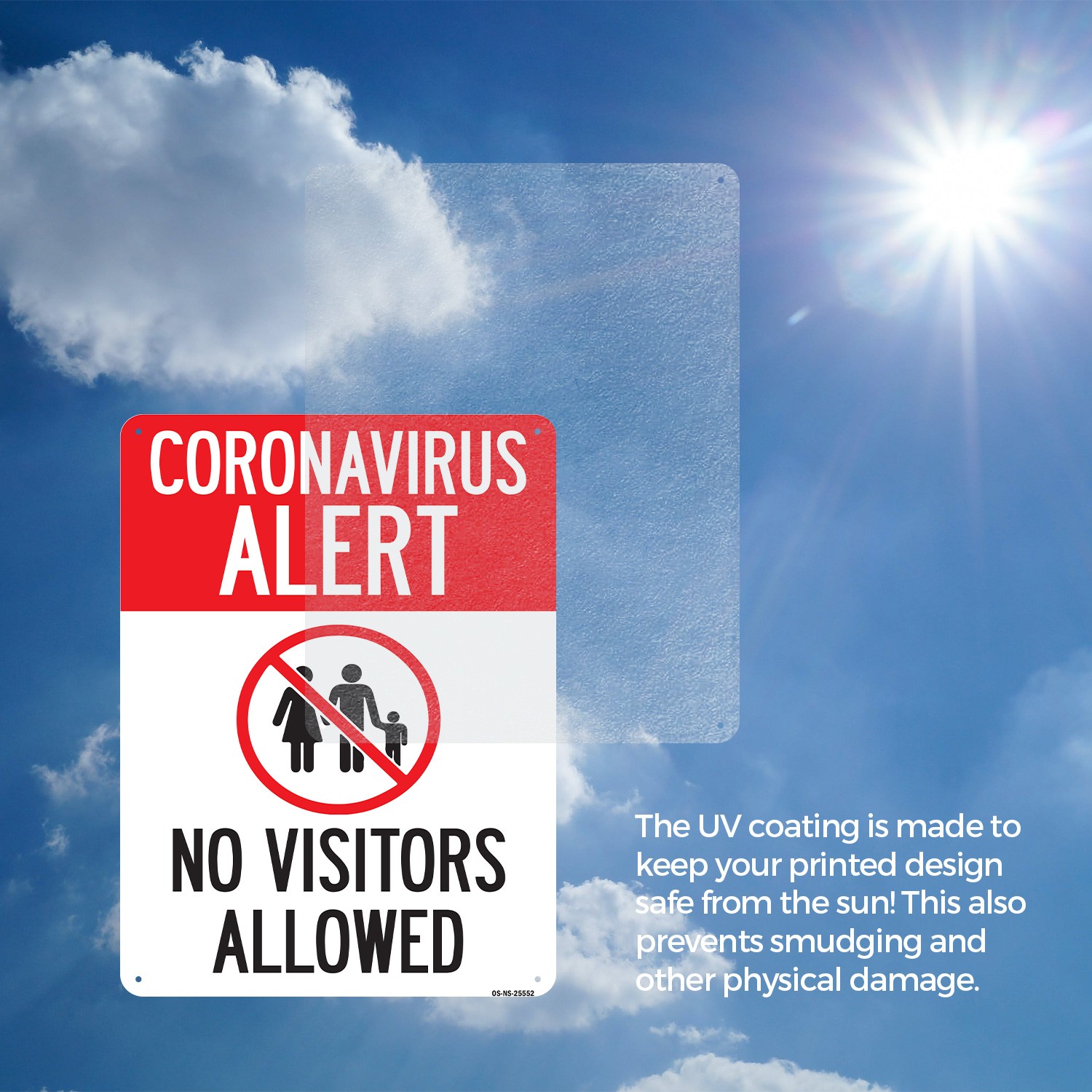 Coronavirus Alert No Visitors Allowed Public Safety Sign Or Decal – 5 or 10 Pack