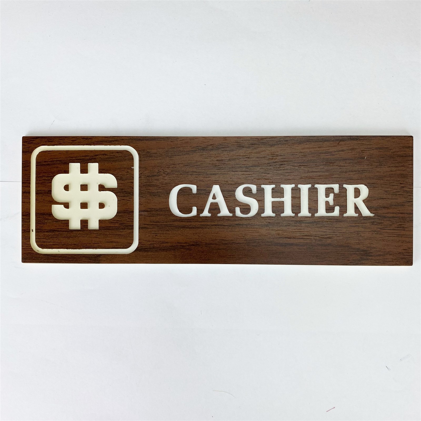Retro CASHIER sign Traex 4004 8 1/4&Prime; x 2 3/4&Prime; Brown Adhesive Store Vintage