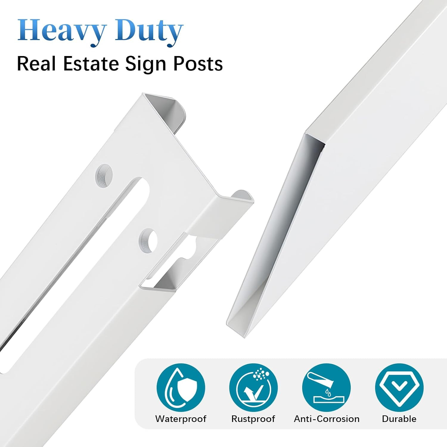 Heavy Duty 6 Ft Metal Real Estate Sign Post with Rust-Proof Coating