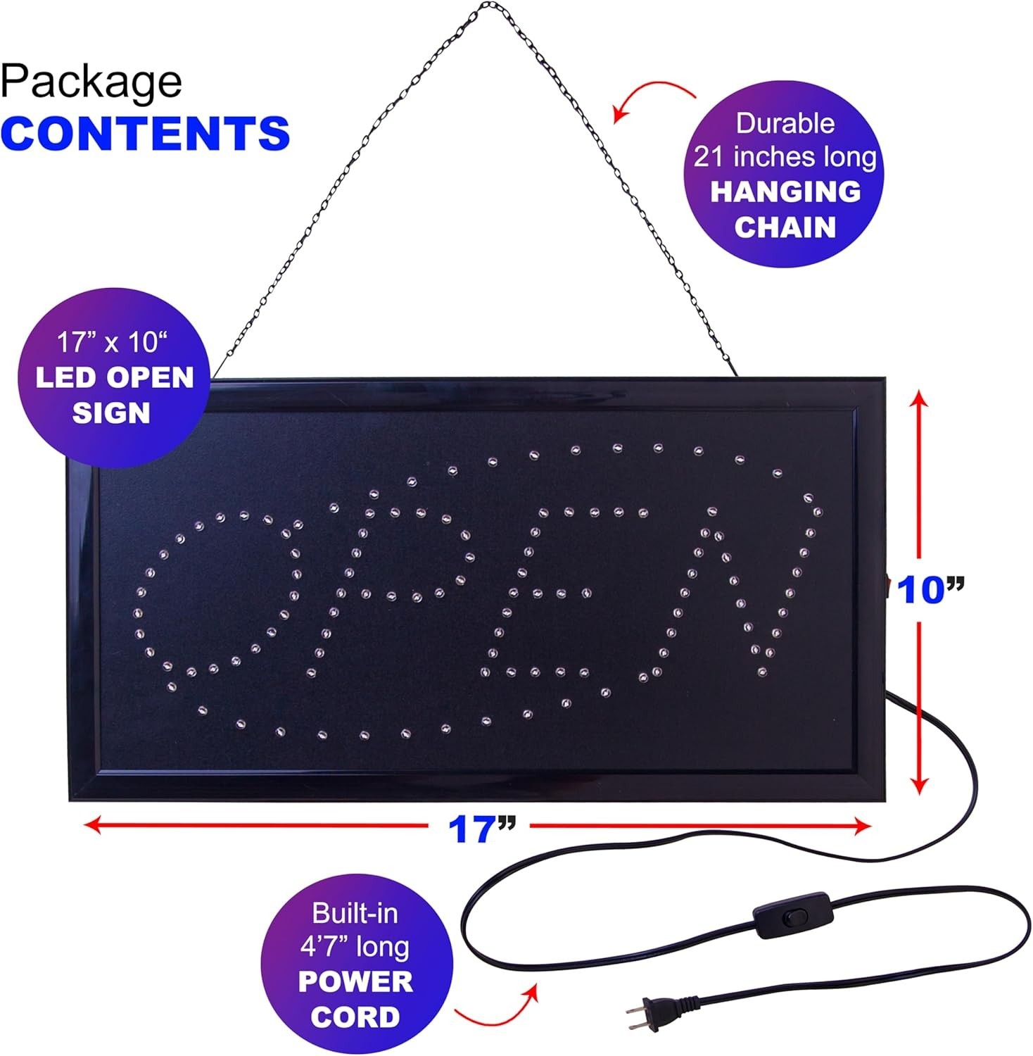 Modern LED Open & Closed Sign Set with Business Hours – Easy Wall Mount Design