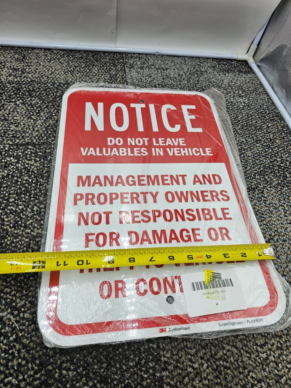 SmartSign 18 x 12 inch “Notice – Do Not Leave Valuables In Vehicle” B37T