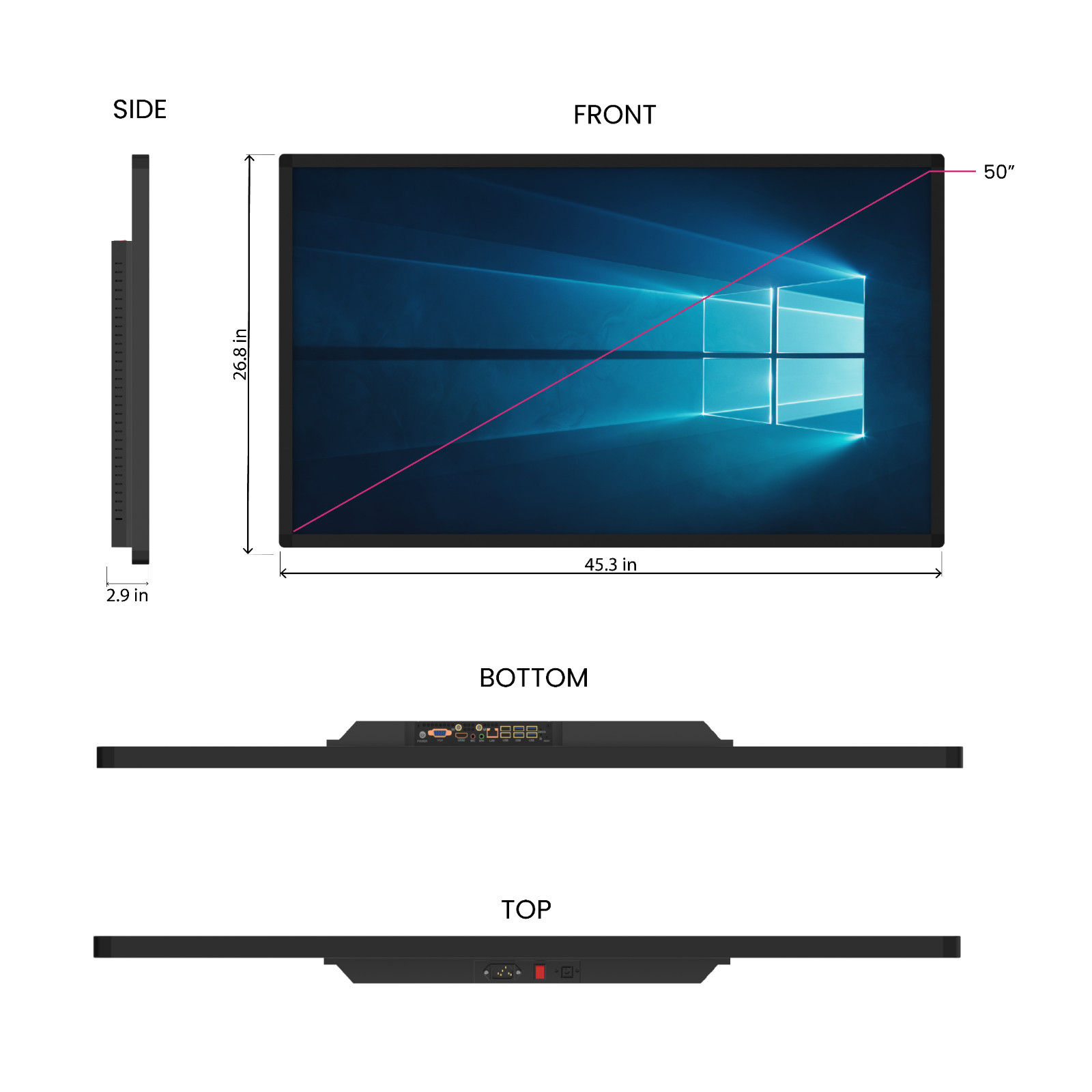 50&Prime; HD Wall Mount Touch Screen Computer Kiosk – Commercial Grade Digital Display