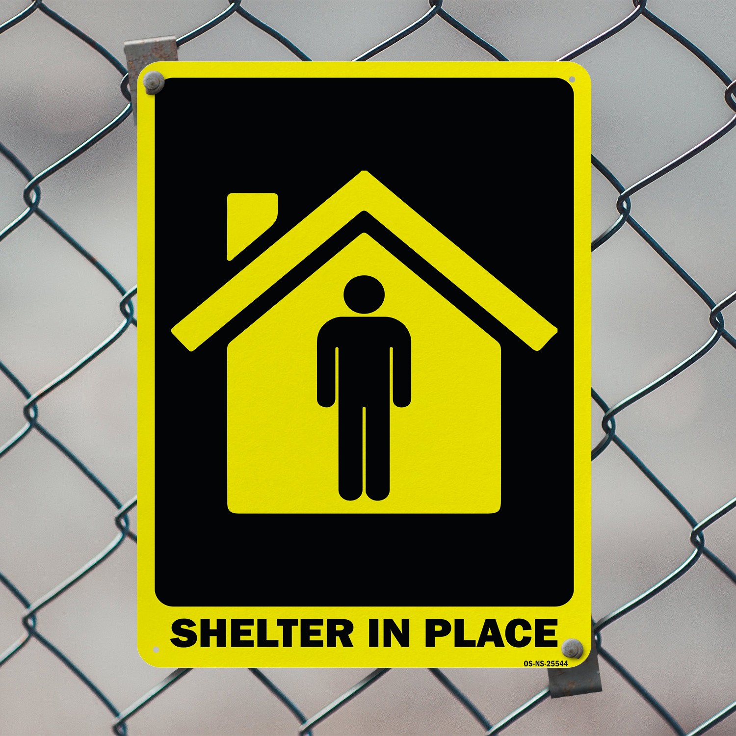 Shelter In Place Public Safety Sign Metal, Plastic, Or Decal – 5 or 10 Pack