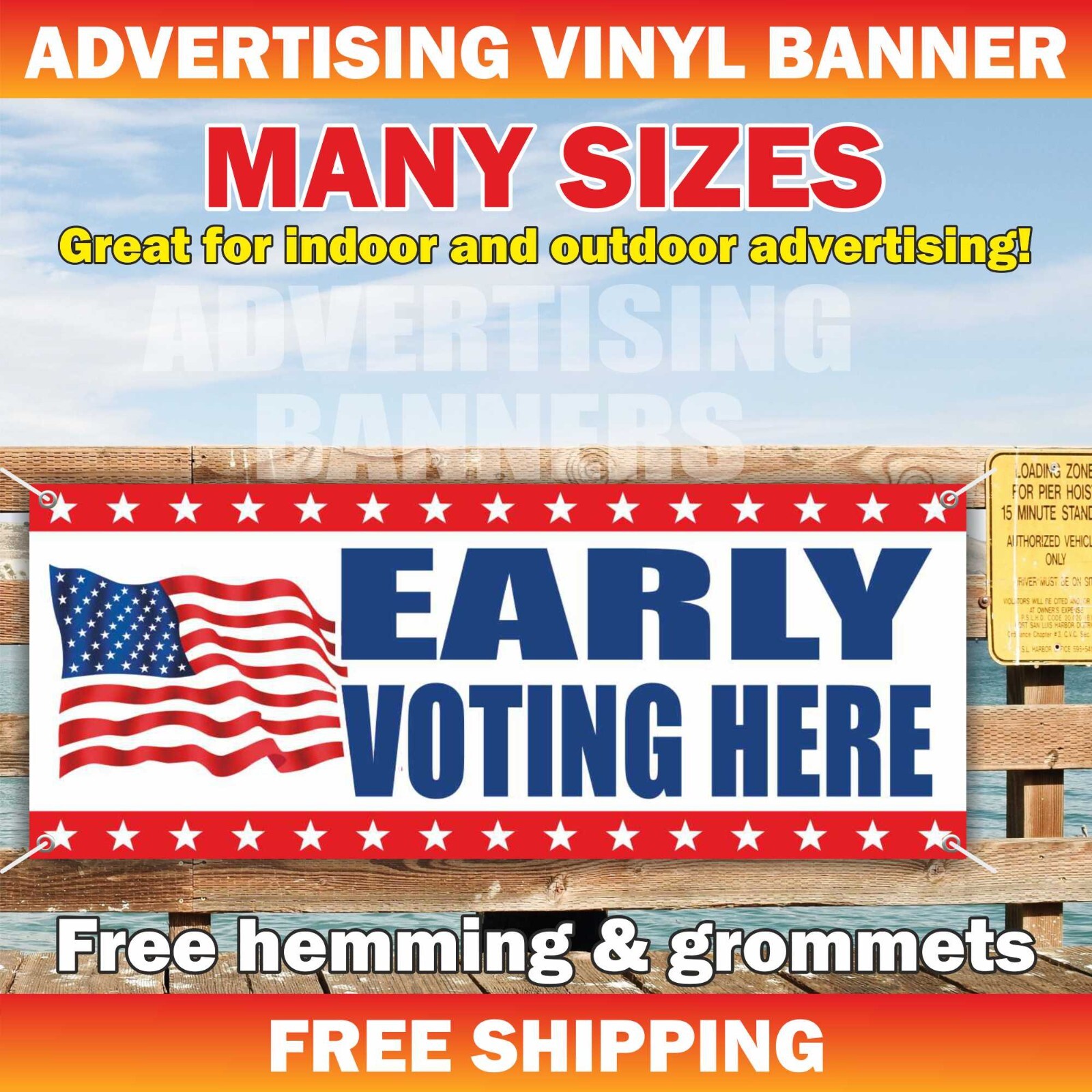EARLY VOTING HERE Advertising Banner Vinyl Sign Vote ELECTION Politics Poster