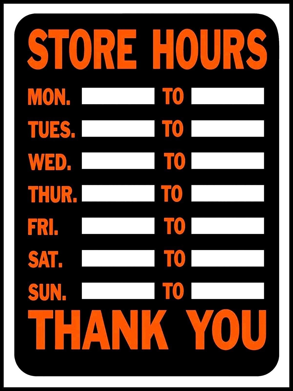 STORE HOURS SIGN Window Door Plastic 12&Prime;x9 Open Closed Business Hour HY-KO 3030
