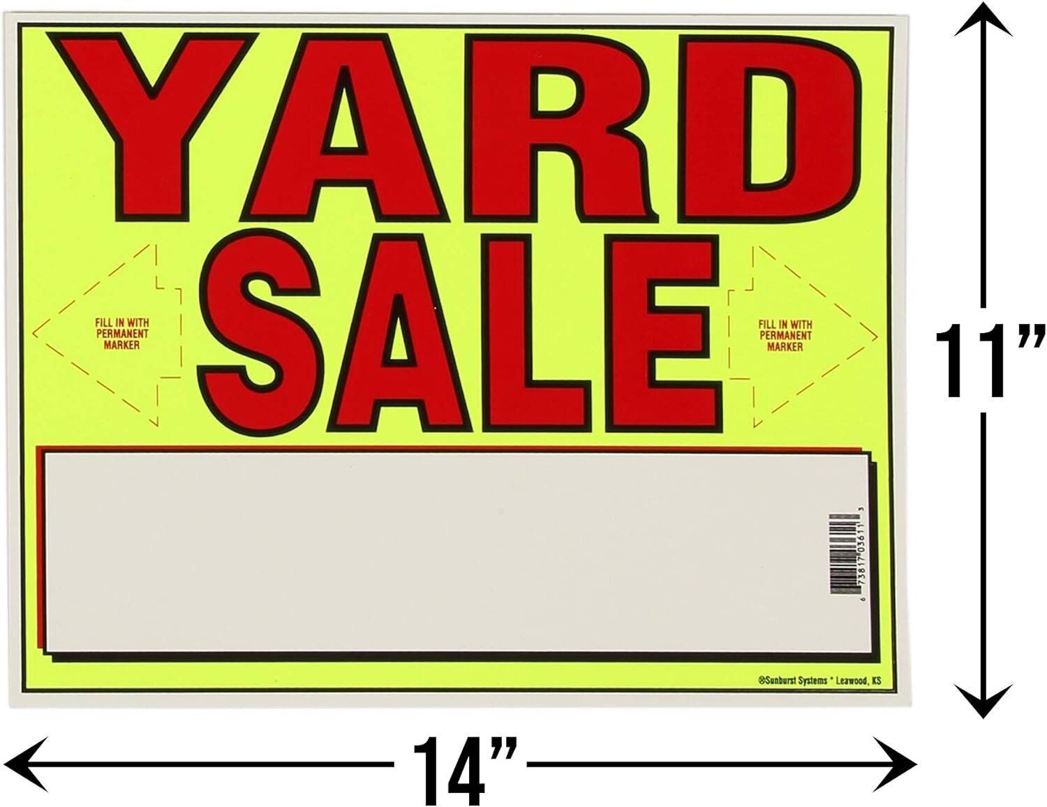 10) Large Label (3) All-Weather Yard Sale Signs, (200) Stickers 11 x 15 Inch