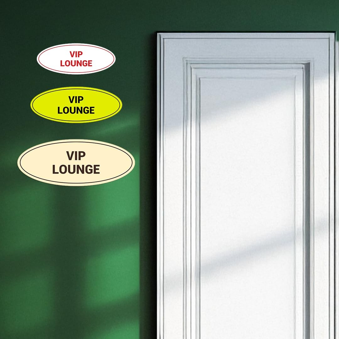 Oval VIP Lounge Door Wall Sign Black Gold Large Acrylic Plate