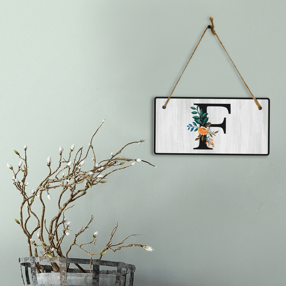 F Flower Decor 5×10 Hanging Wall or Door Sign | Alphabet Letter Room Decoration