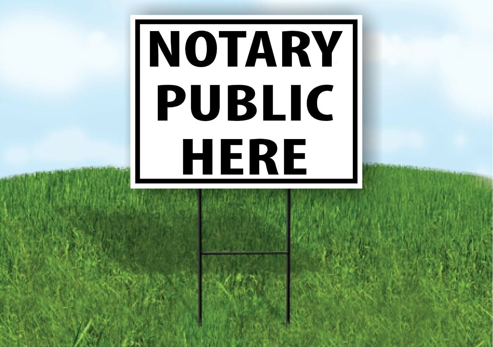 NOTARY PUBLIC HERE SERVICE BLACK Plastic Yard Sign ROAD SIGN with Stand