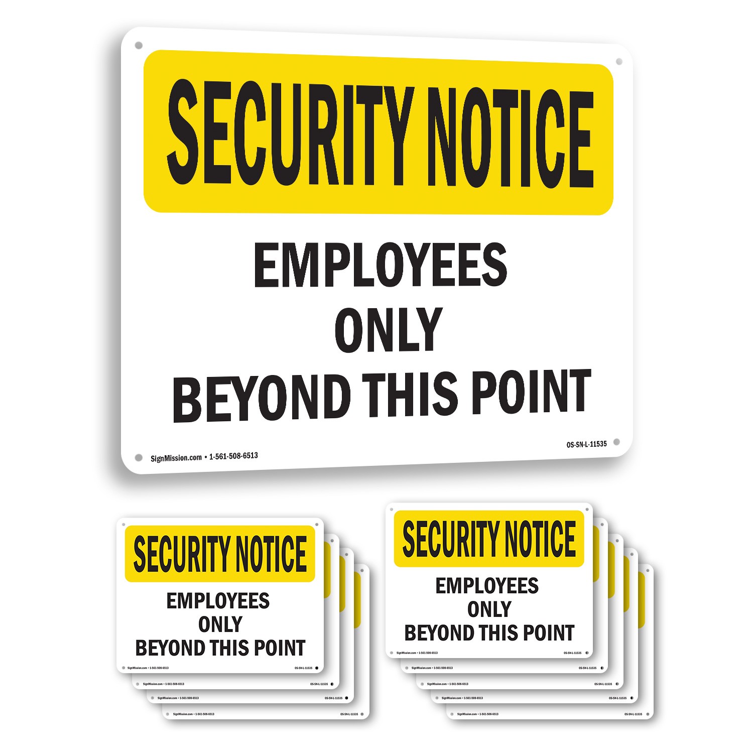 Employees Only Beyond This Point OSHA Security Notice Sign, Decal 5 or 10 Pack