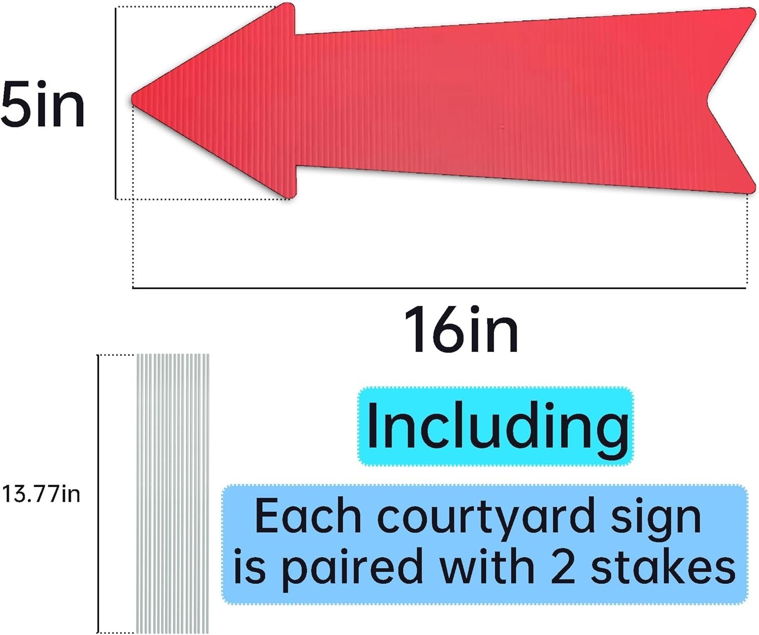 Red Arrow Signs with Stakes 16 X 5 Inches,This Way Directional Arrow Yard Signs,