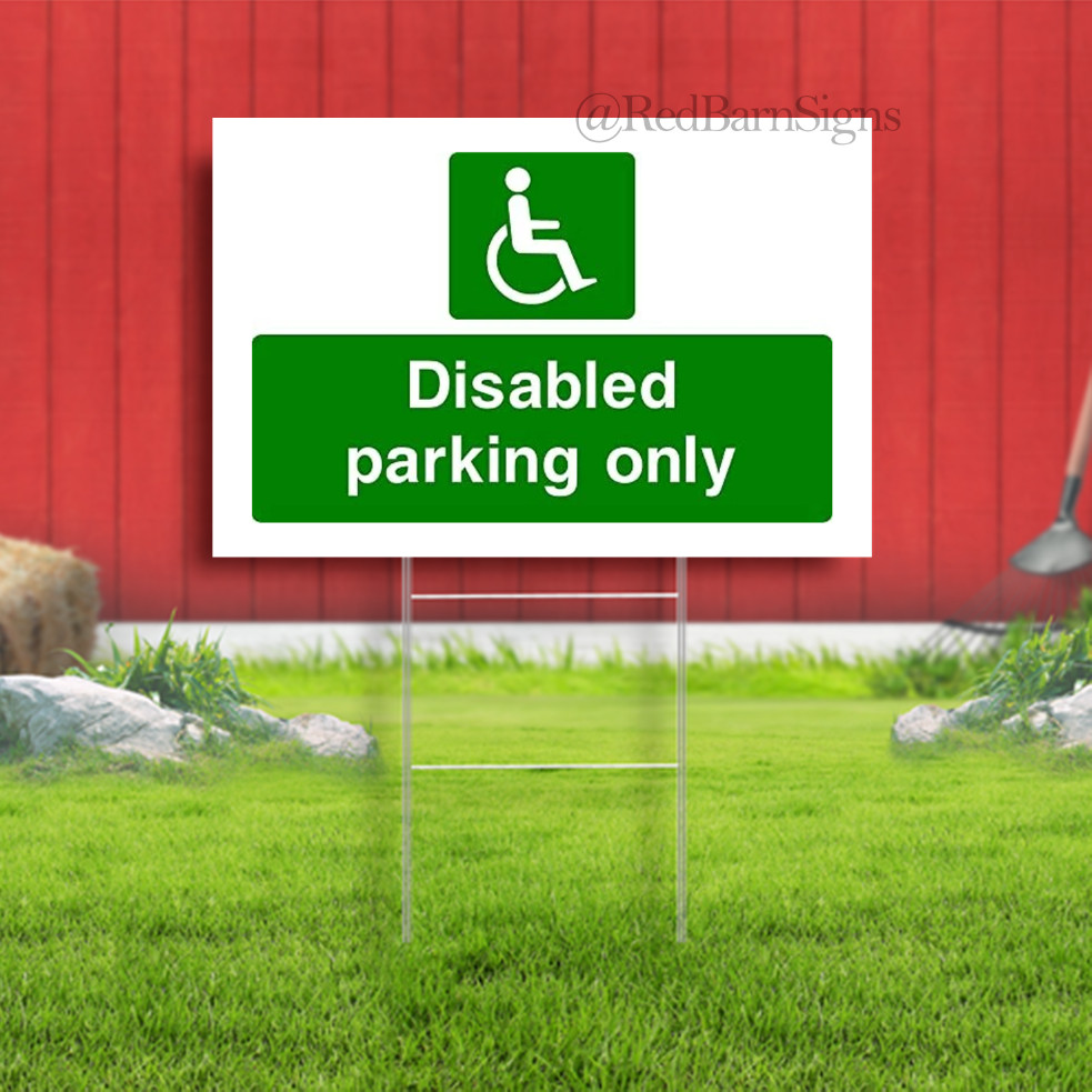 Disabled Parking Only Safety sign Indoor Outdoor Yard sign with metal stakes