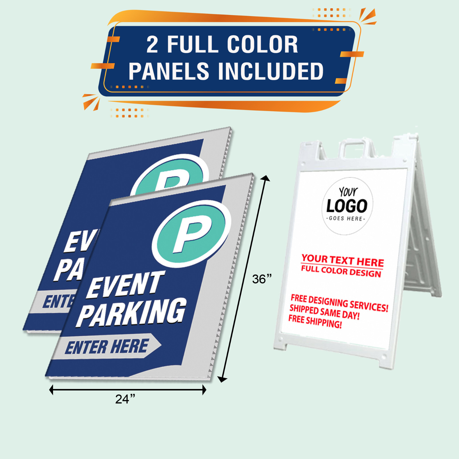 Signicde A-Frame Sidewalk Sign & 2 Plastic Sign Panels 24 »x36 » Custom Printed