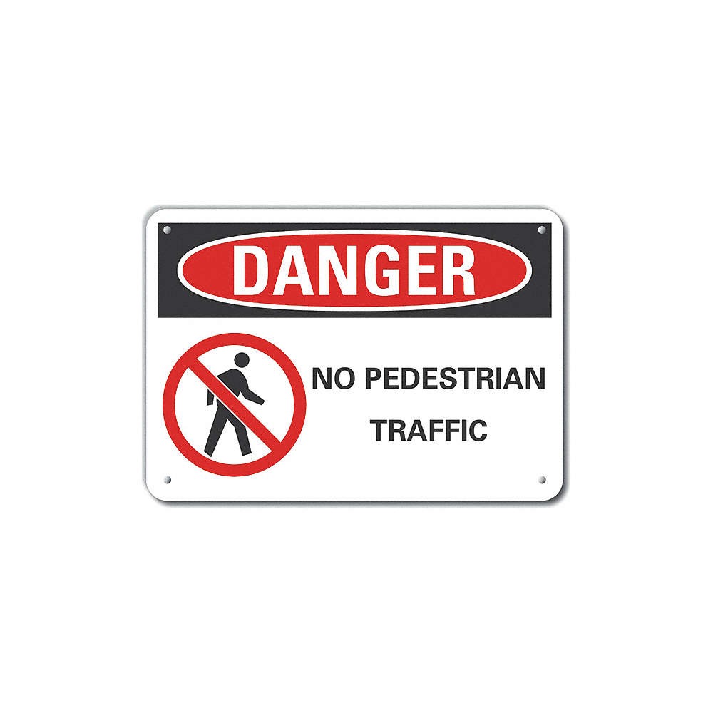 LYLE LCU4-0206-NA_14X10 Pedestrian Trfc Danger Sign,10x14in,Alum 62TZ73