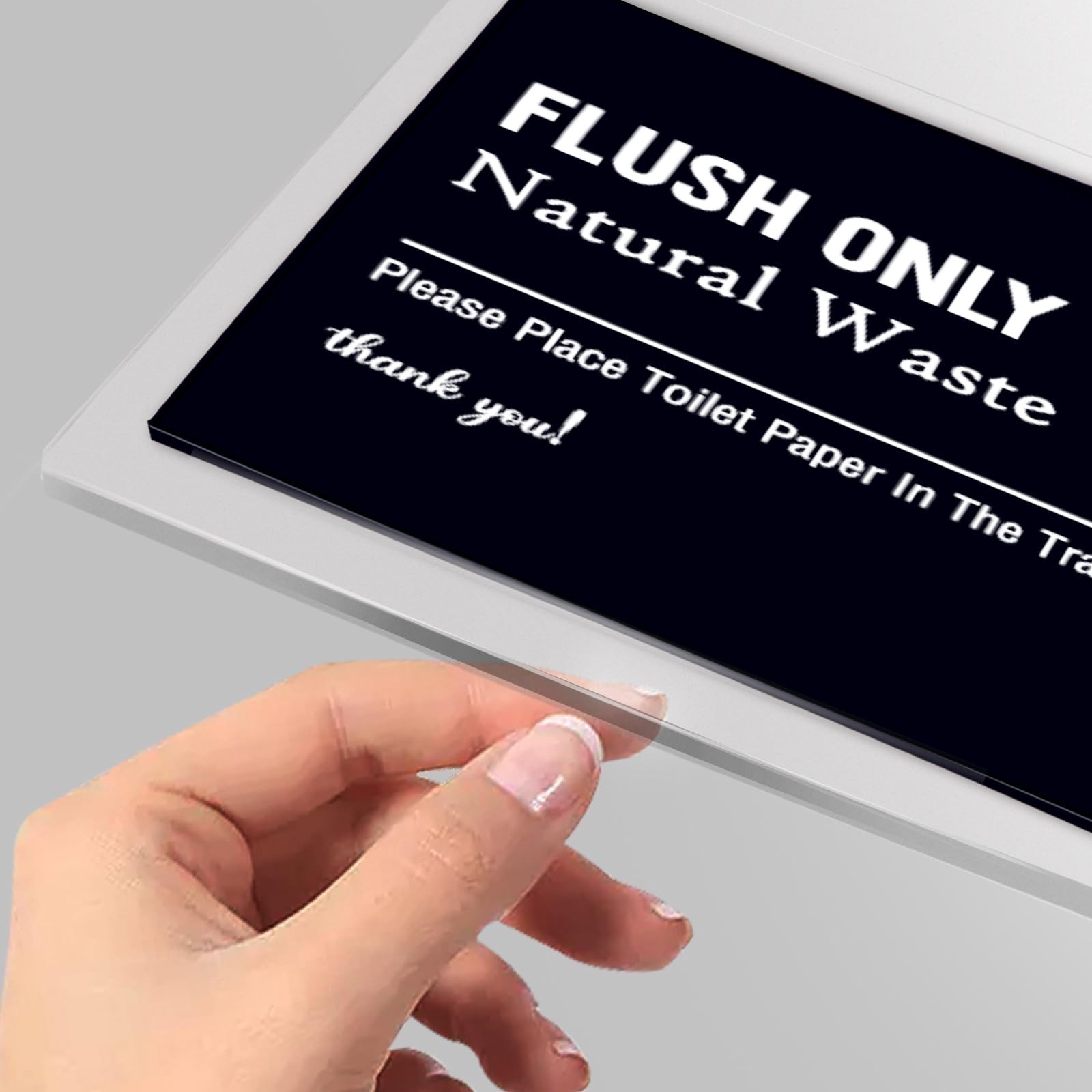 Flush Only Natural Waste Rules Sign Frosted Black 5.2×5.2 Inch Self-adhesive …