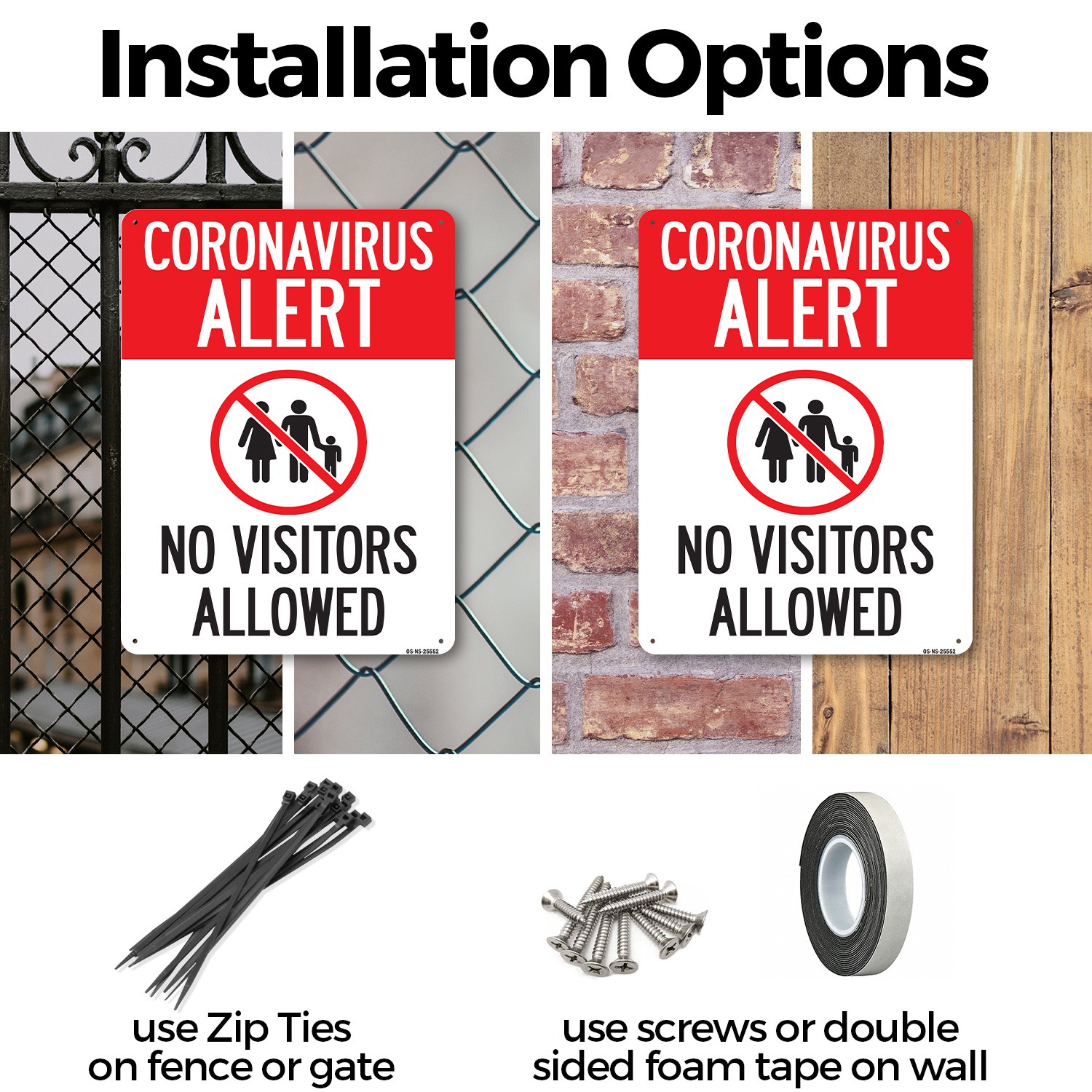Coronavirus Alert No Visitors Allowed Public Safety Sign Or Decal – 5 or 10 Pack