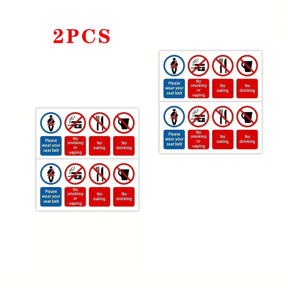 2x Matte PVC Car Sticker fits Rental Vehicles,Seat Belt Reminders,Vehicle Safety